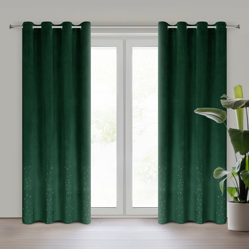Zasłona gotowa Ariadna ciemnozielona 140 x 250 cm – zaciemnia pomieszczenie