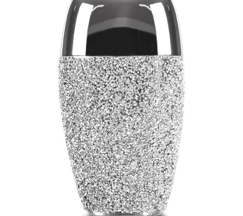 Wazon ceramiczny Palmera srebrny 14 X 10 X 24 CM – do salonu i sypialni
