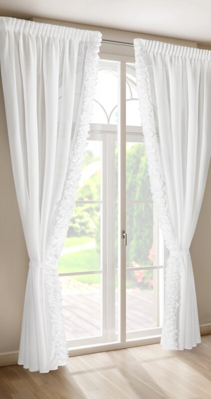 Zasłona gotowa Roses biała 140 X 270 CM – rozjaśnia wnętrze