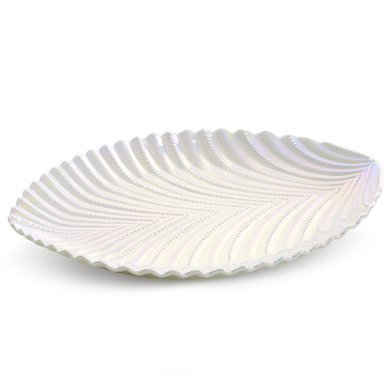 Naczynie dekoracyjne Nela perłowe 34 x 27 x 3 cm – idealne na drobiazgi