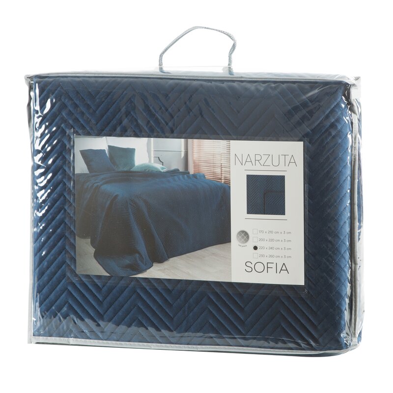 Narzuta velvet granatowa 200 x 220 cm – dodaje przytulności