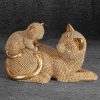 Ceramiczna figurka ELDO złota 19 x 9 x 12 cm – urocza para kotów