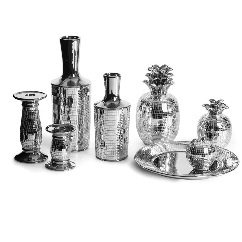 Figurka ceramiczna Mirona srebrna O 9 x 11 cm – lustrzane wykończenie
