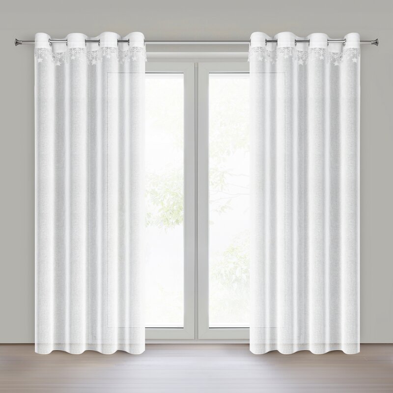 Firana gotowa świąteczna biała 140x250 cm – gotowa do zawieszenia