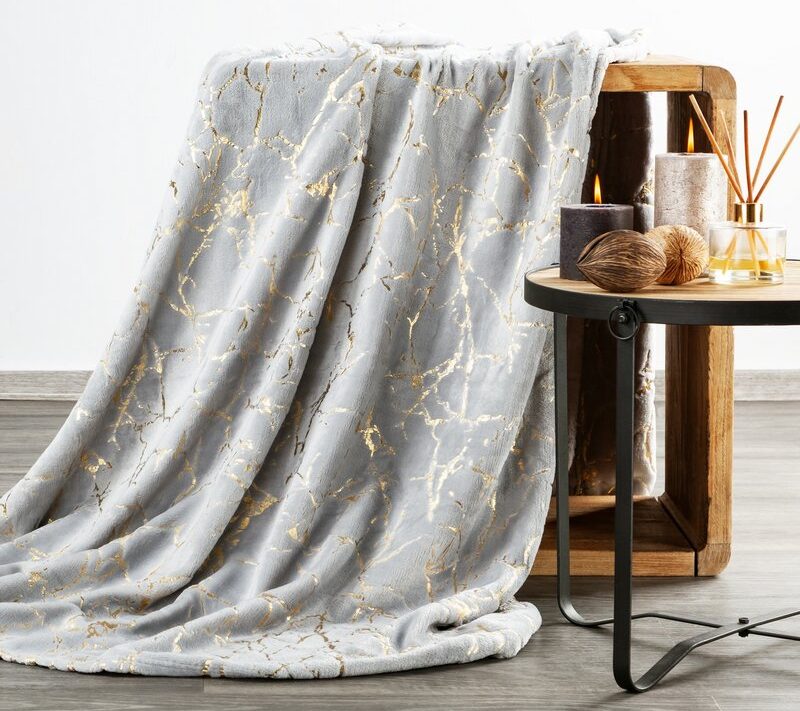 Koc flanelowy Glamo srebrny 150 x 200 cm – miękki i puszysty