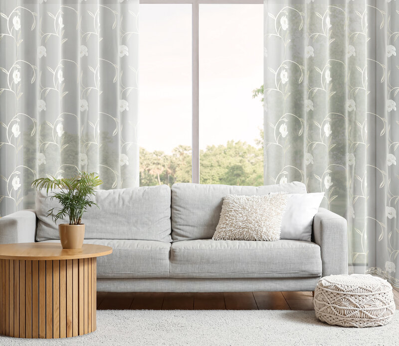 Firana gotowa AMIRI kremowa 140 X 250 CM – z delikatnym haftem