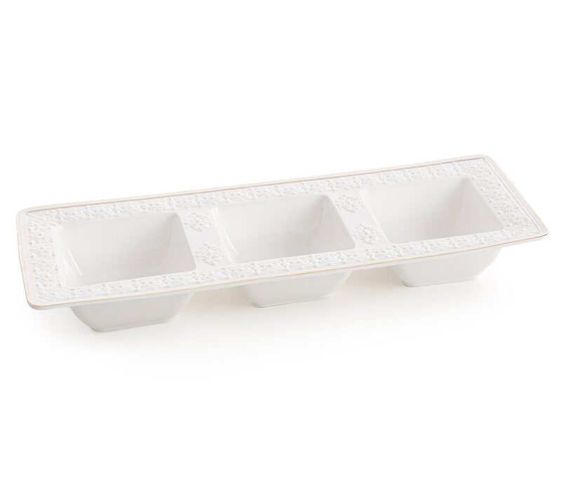 Misa dekoracyjna Olivia biała 36 x 13 x 5 cm – do serwowania przekąsek