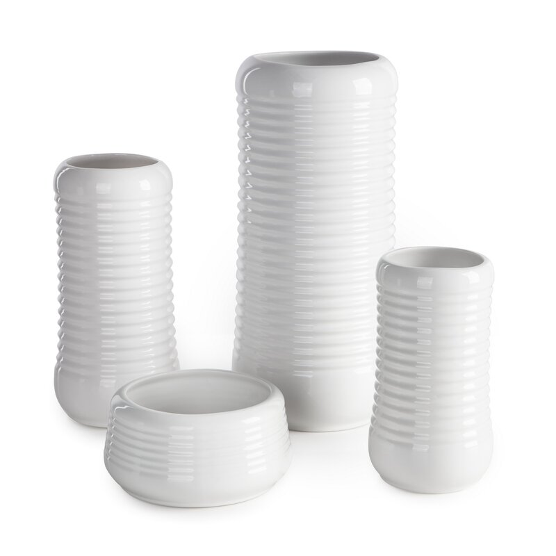 Wazon ceramiczny Jason biały 16 x 16 x 34 cm – na susze i kwiaty