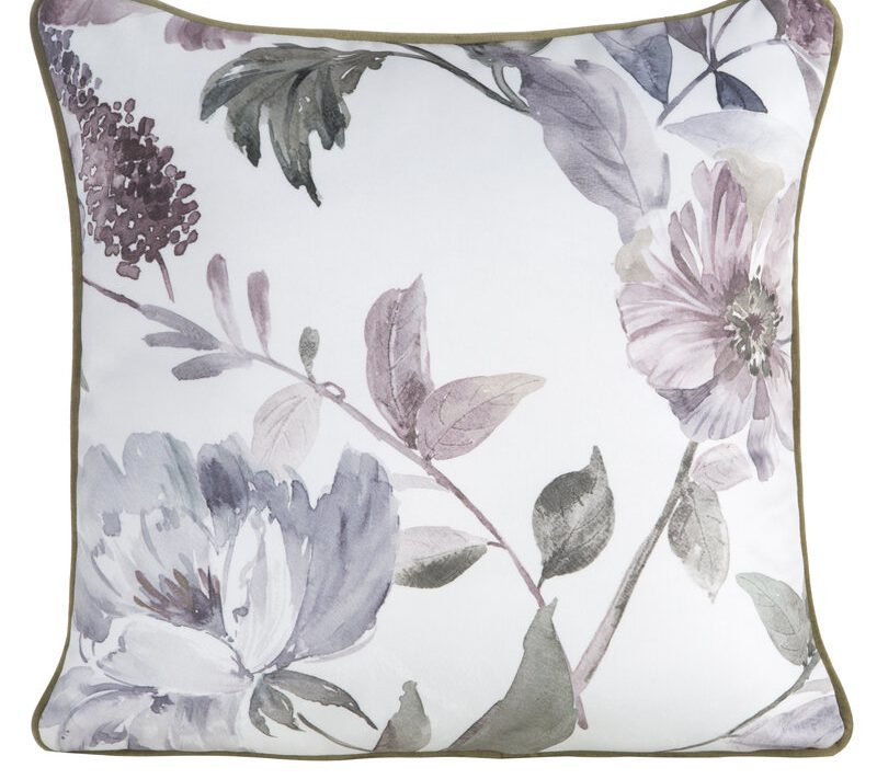 Poszewka dekoracyjna Rosalia biała kwiatowa 45X45 – miękki velvet