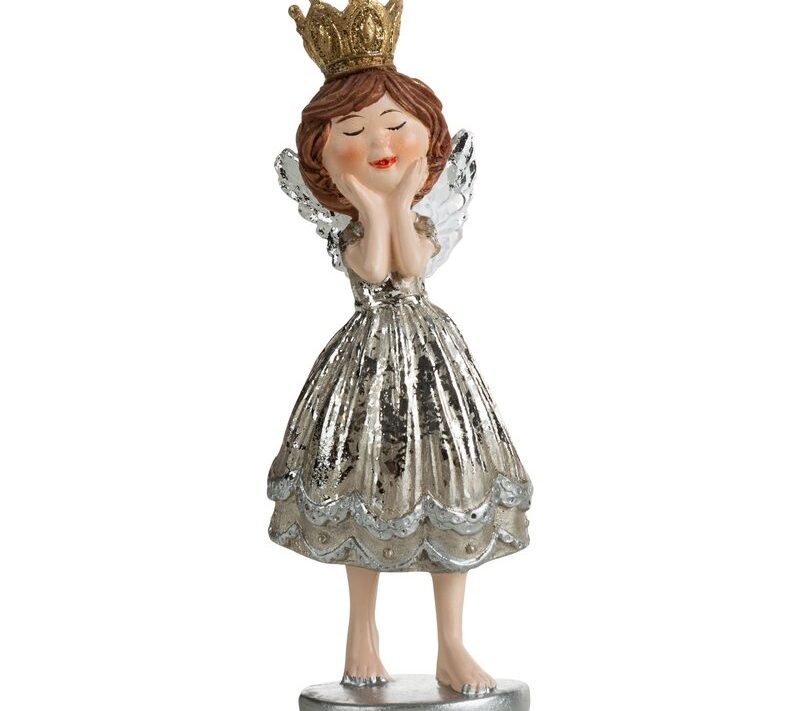 Figurka świąteczna srebrna 4 x 4 x 11 cm – elegancka dekoracja