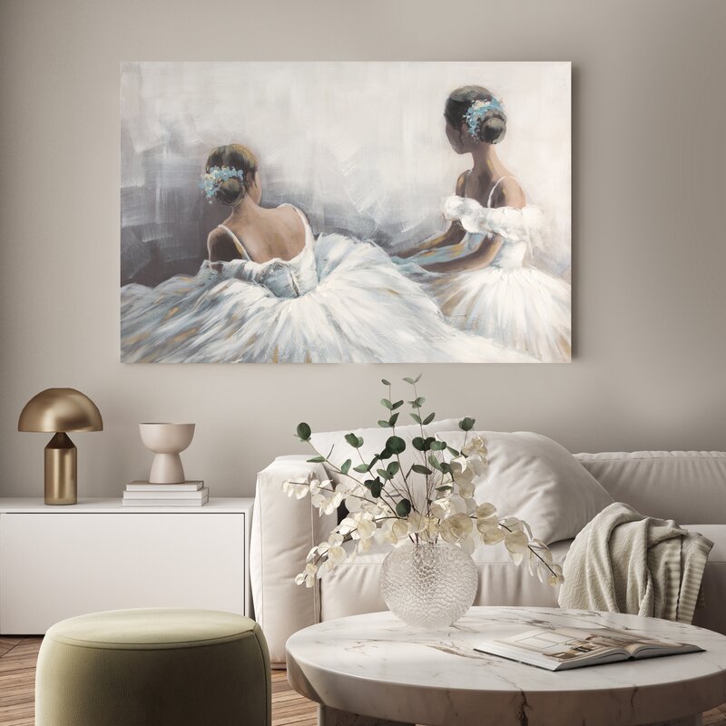 Obraz ręcznie malowany baletnica błękitny 120 X 80 cm – wprowadza spokój