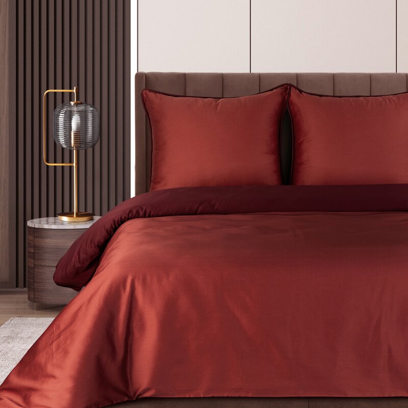 Pościel satynowa Lunara marsala 160x200 cm – 100% bawełna
