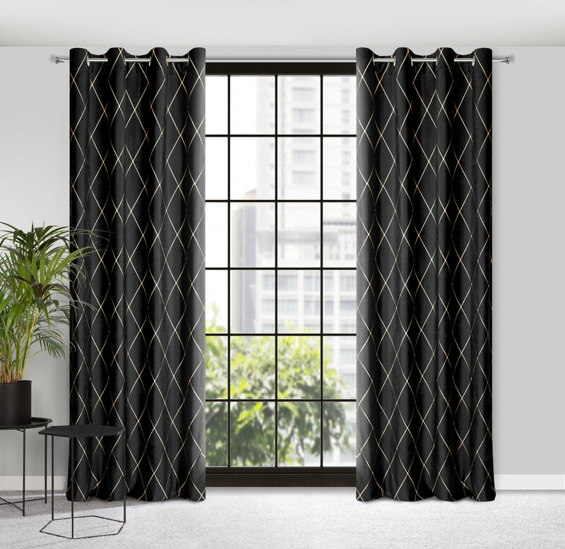 Zasłona gotowa Pierre Cardin Margo czarna 140 X 250 cm – z aksamitnego welwetu