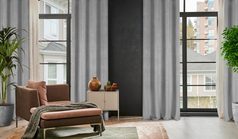 Zasłona gotowa Eliza szara 140 X 250 cm – welwetowa, miękka w dotyku