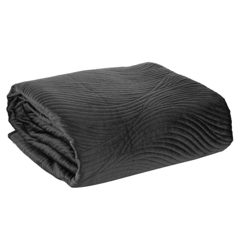 Narzuta welwetowa RIA5 czarna 220 X 240 CM – miękka i przytulna