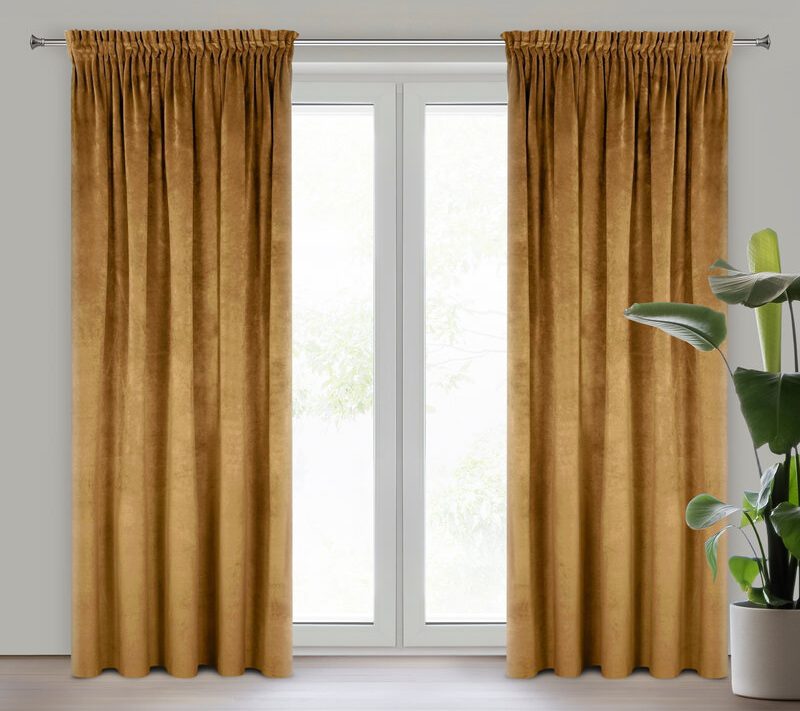 Zasłona gotowa Villa miodowa 140 X 270 cm – miękka welwetowa