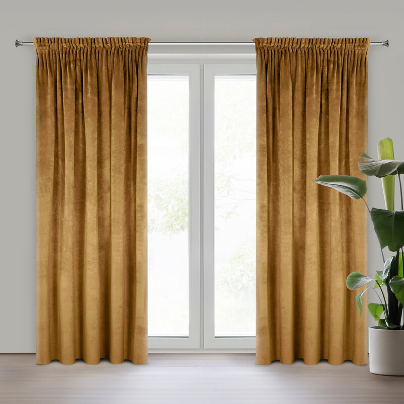 Zasłona gotowa Villa miodowa 140 X 270 cm – miękka welwetowa