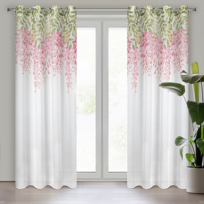 Firana gotowa Julieta biała 140 X 250 cm – lekka z kwiatowym motywem