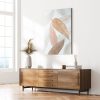Obraz ręcznie malowany liście biały 90 X 120 cm – naturalne piękno wnętrza