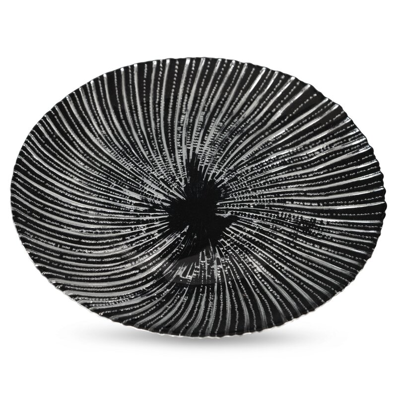 SZKLANA PATERA DEKORACYJNA ADINA (01) FI 32 X 3 CM CZARNY