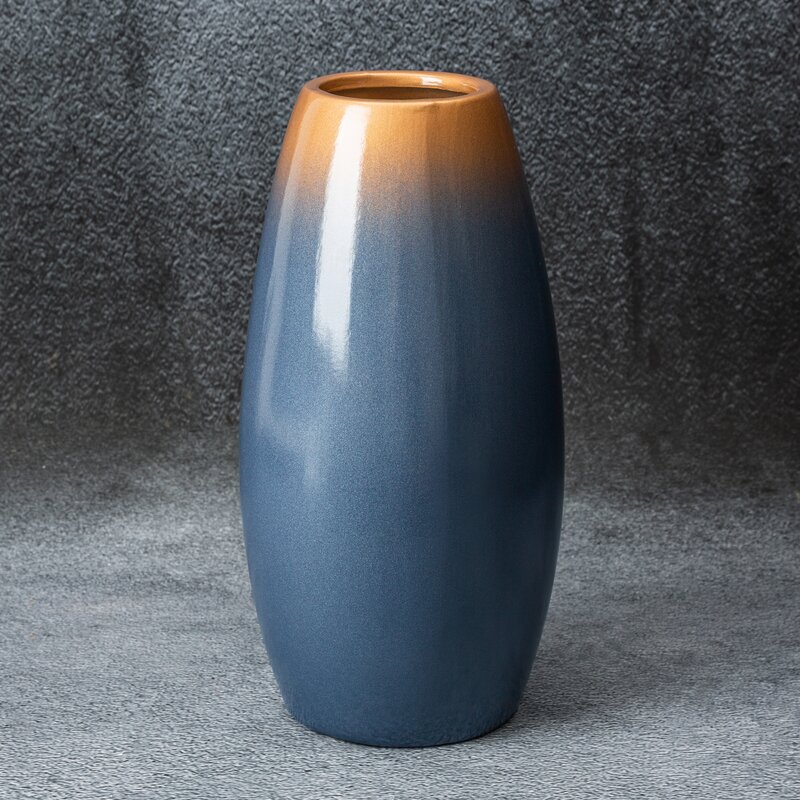 Wazon ceramiczny Nessa niebieski fi 15 x 30 cm – na susze i kwiaty