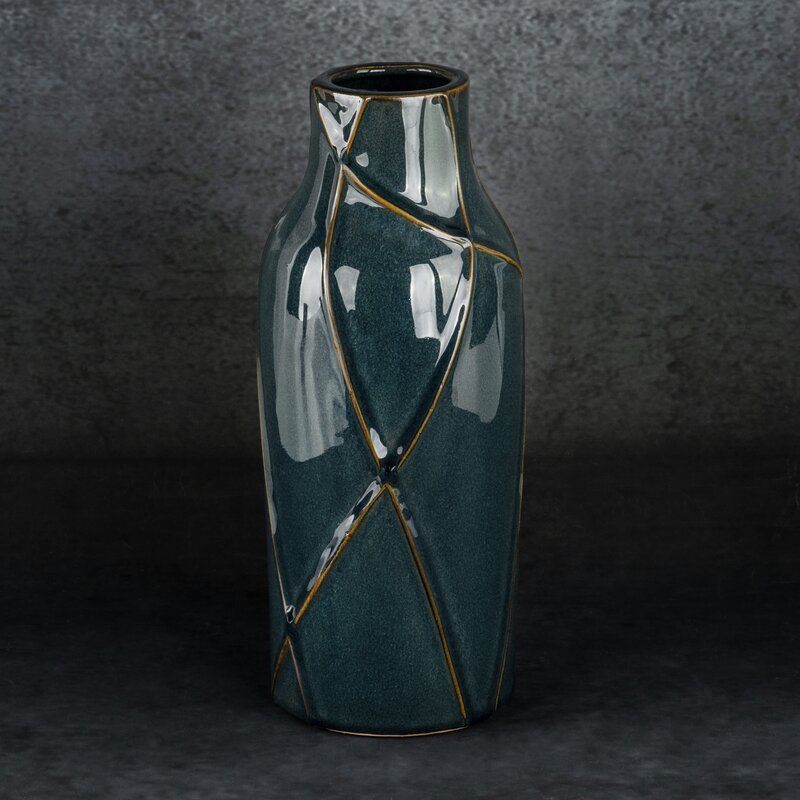 Wazon ceramiczny Teo turkusowy fi 13 x 30 cm – na suszone kwiaty
