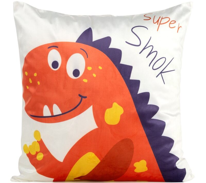 Poszewka welwet Dinozaur biała 45 x 45 cm – wprowadza radość