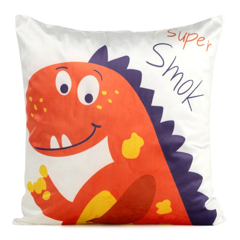 Poszewka welwet Dinozaur biała 45 x 45 cm – wprowadza radość