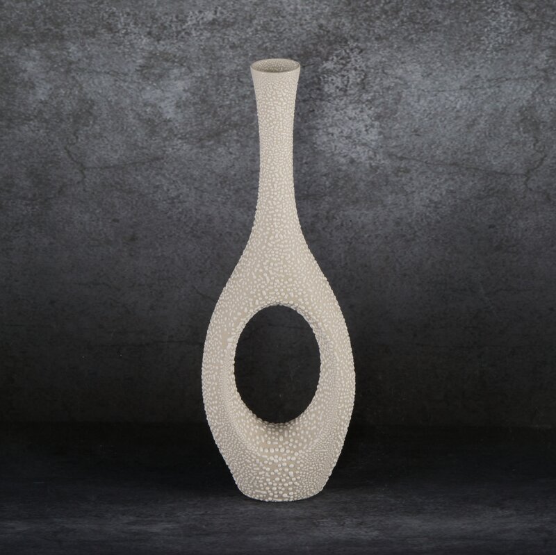 Wazon ceramiczny RISO kremowy 12 X 6 X 36 cm – na suszone kwiaty