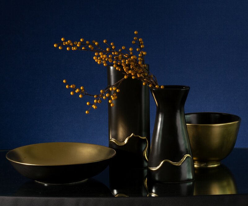 Misa ceramiczna Ebru czarna fi 35 x 8 cm – do dekoracji stołu