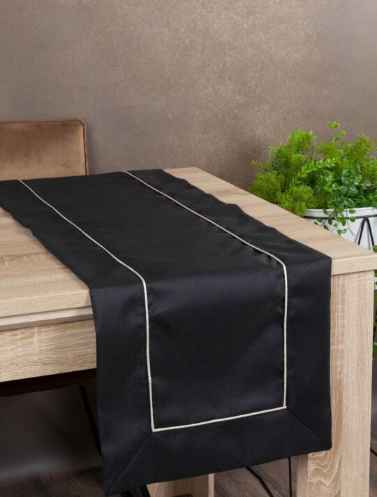 Bieżnik Madele czarny 40 X 140 CM – do jadalni i salonu