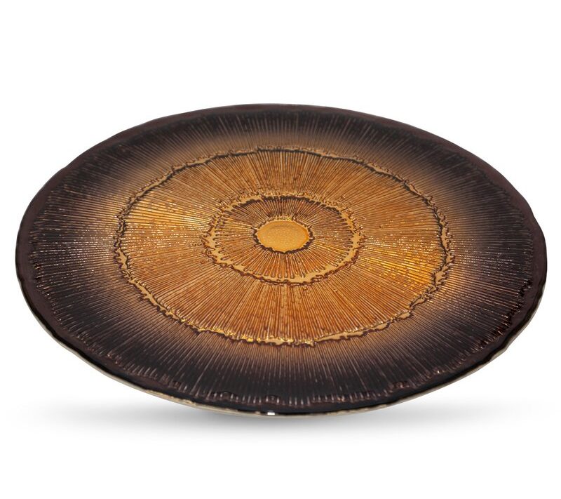 Patera szklana Bonita brązowa fi 33 x 3 cm – idealna na stół