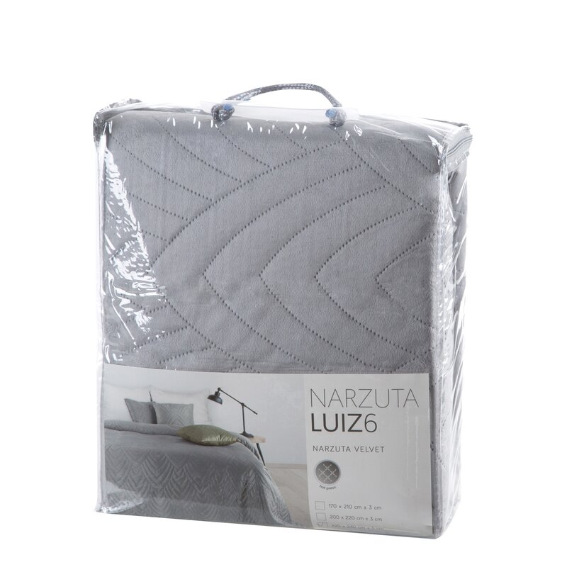 Narzuta welurowa SI/N/LUIZ srebrna 220x240 cm – stylowe nakrycie łóżka