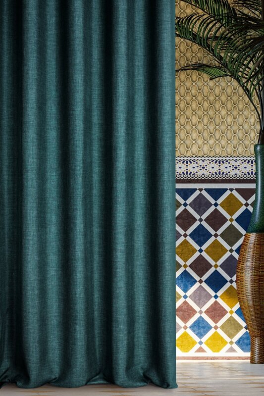 Zasłona gotowa TC/MOROCCO ciemnoturkusowa 140x250 – zaciemnia i chroni