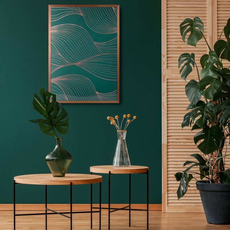 Obraz ręcznie malowany Salvia 9 zielono-miedziany 53X73 – nadaje wnętrzu blasku