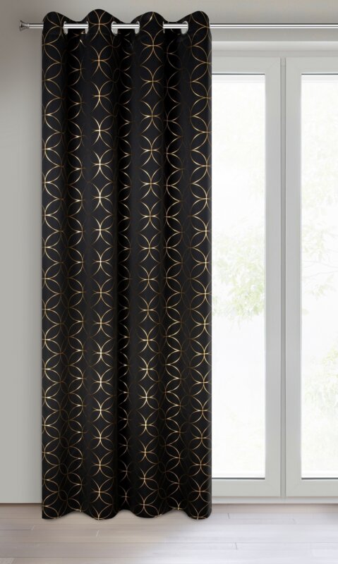 Zasłona gotowa Abella czarna 135 x 250 cm – zapewnia zaciemnienie