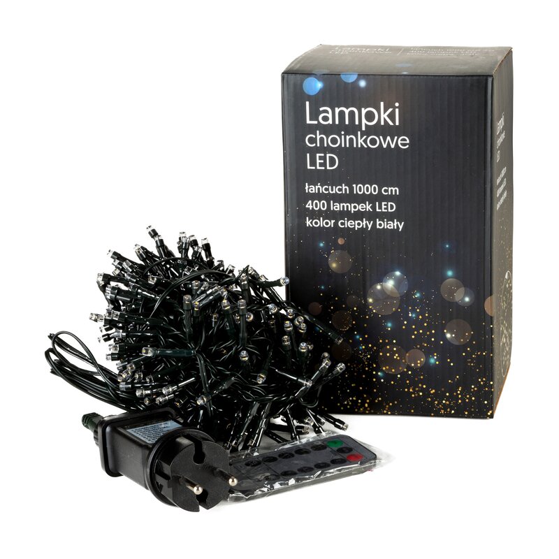 Lampki choinkowe 400 LED białe 1000 cm – ciepłe białe światło