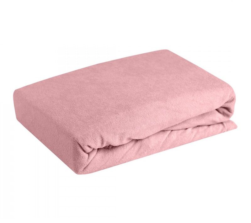 Prześcieradło frotte pudrowy róż 220x200 cm – miękkie i stabilne