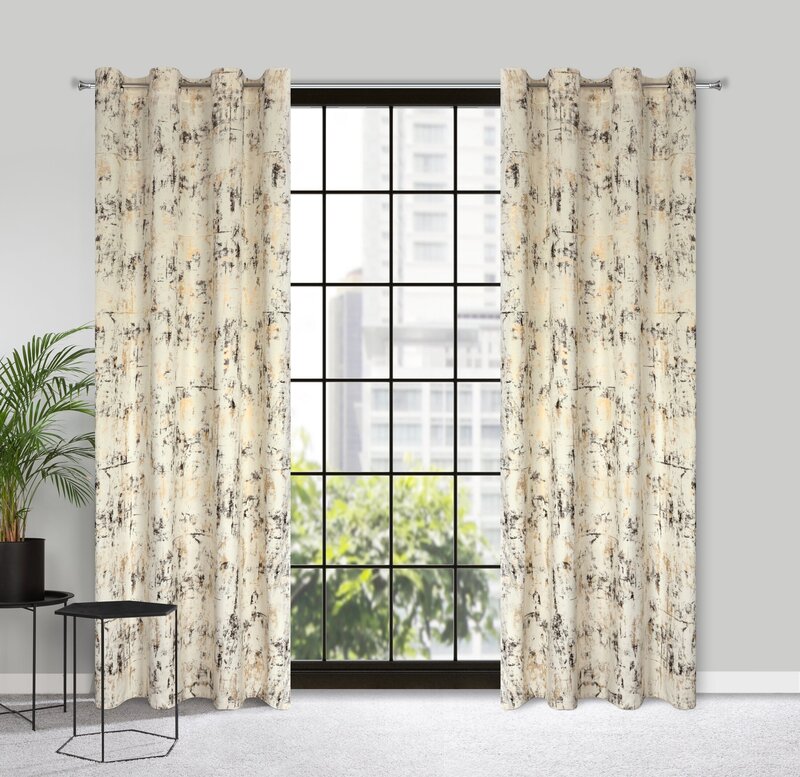 Zasłona gotowa welwetowa kremowa 140 x 250 cm – zaciemnia pomieszczenie