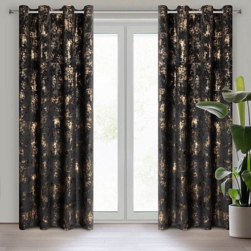 Zasłona gotowa Tonia czarna 140 x 250 cm – zaciemnia pomieszczenie
