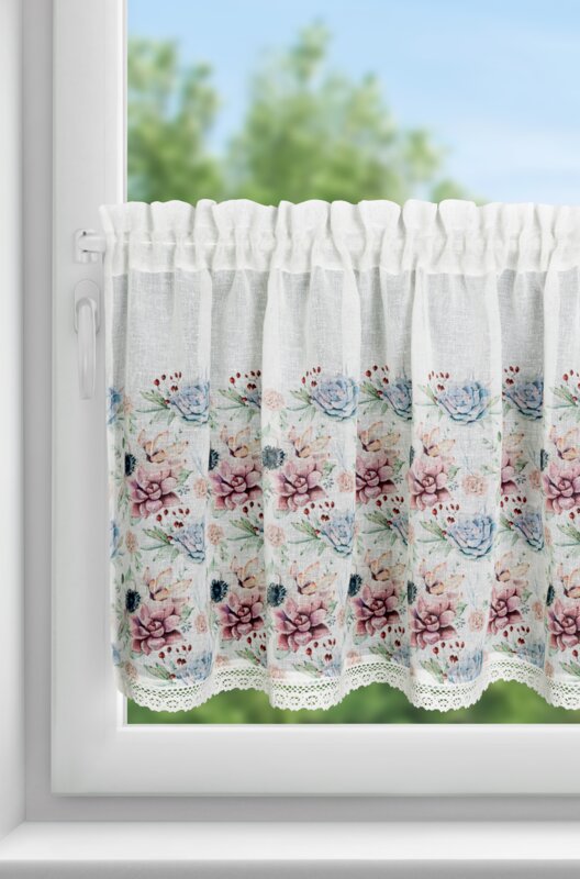 Firana gotowa DORA biała 150 x 60 cm – do kuchni i jadalni