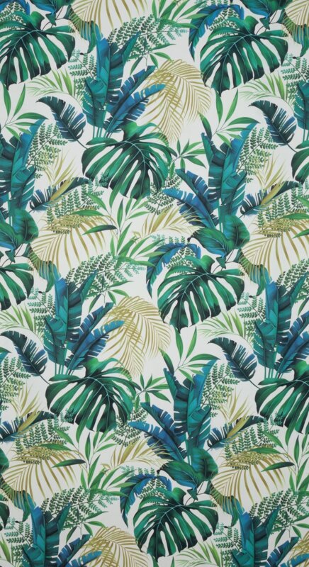 Zasłona gotowa Dimout Nelly biała 140 X 250 cm – z tropikalnym wzorem