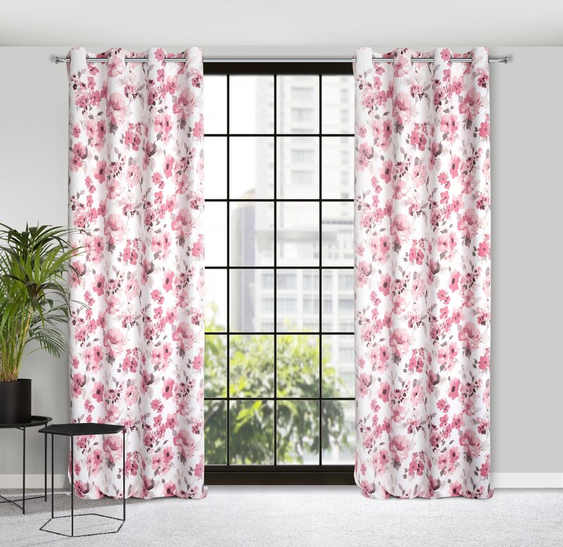 Zasłona gotowa Caren biała 140 X 250 cm – z kwiatowym wzorem