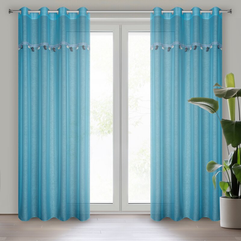 Firana gotowa niebieska 140 x 250 cm – rozjaśnia pokój dziecka