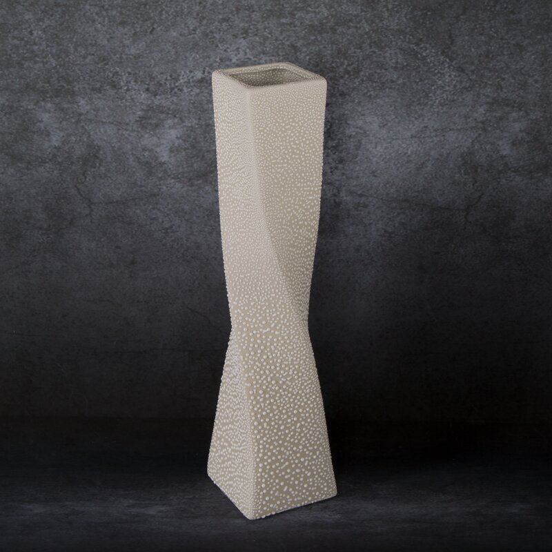 Wazon ceramiczny Riso kremowy 12 X 12 X 50 cm – o skręconym kształcie