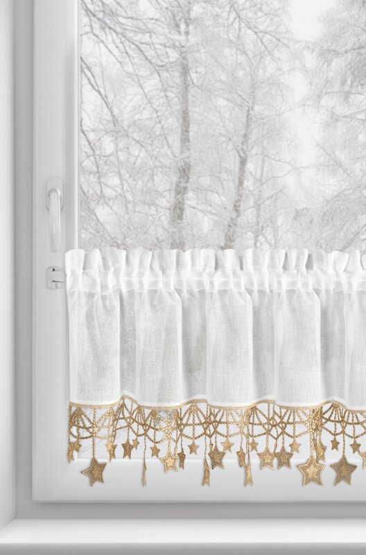 Zasłona świąteczna biała 150x30 cm – gotowa do zawieszenia
