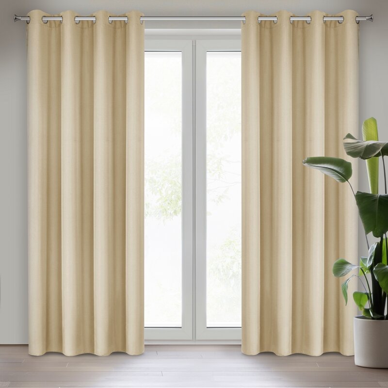 Zasłona gotowa beżowa 140 x 250 cm – łatwa w prasowaniu