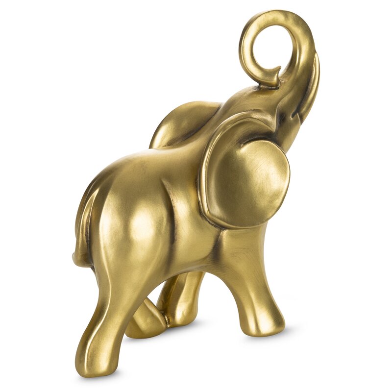 Figurka ceramiczna słoń złoty 16 x 7 x 18 cm – doda pozytywnej energii