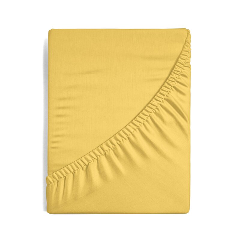 Prześcieradło jersey musztardowe 120 x 200 x 25 cm – idealne do sypialni