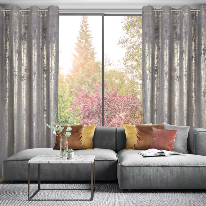 Zasłona gotowa Renia stalowa 140 x 250 cm – zaciemnia pomieszczenie
